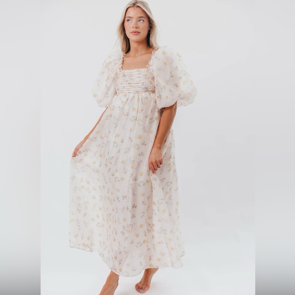 Floral Puff Sleeve Maxi Dress